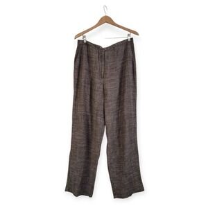 Eileen Fisher Brown Tweed Cropped Pants Wide Leg Small NEW